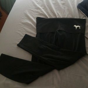 PINK black fold over leggings